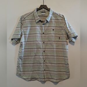 Columbia Striped Gray Green Shirt XXL Sportswear Reg Fit Excel Used Cond Casual